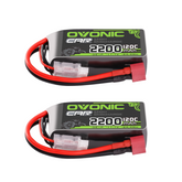 2 batteries LiPo courtes OVONIC 3S 11,1 V 2 200 mAh 120 C avec prise Deans-T pour voitures, camions, avions, hélicoptères et bateaux RC